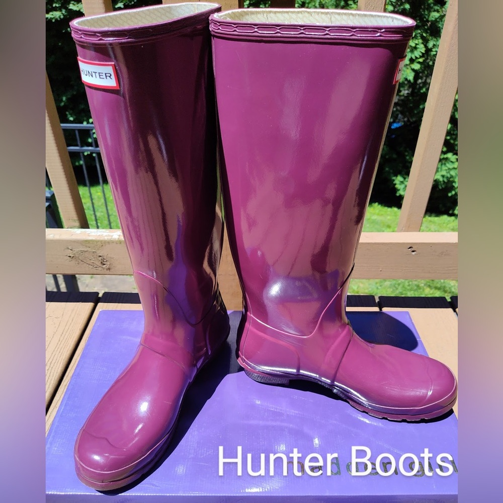 Purple Grape Gloss Hunter Rain Boots Tall